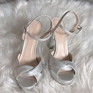 Silver ankle strap heels - size 9.5 - Size 40 on shoe